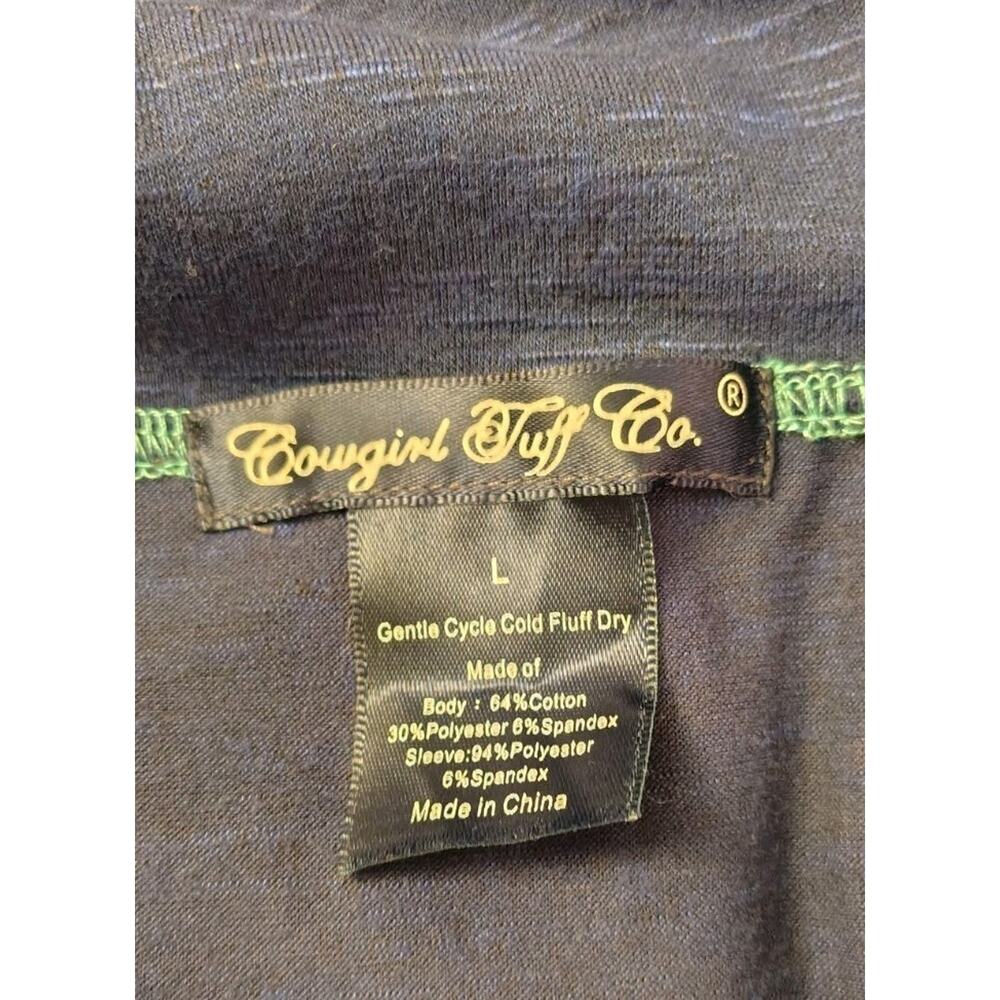 Cowgirl Tuff Co. Shirt Size Large L Cactus Teepee Horse Rodeo Western 1/4 Zip - Picture 3 of 6
